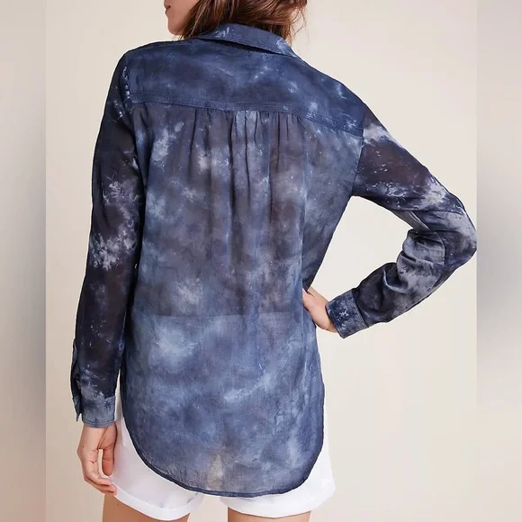ANTHROPOLOGIE / PILCRO THE CATE CLASSIC TIE-DYE BUTTON DOWN SHIRT    LIKE NEW - Picture 6 of 11